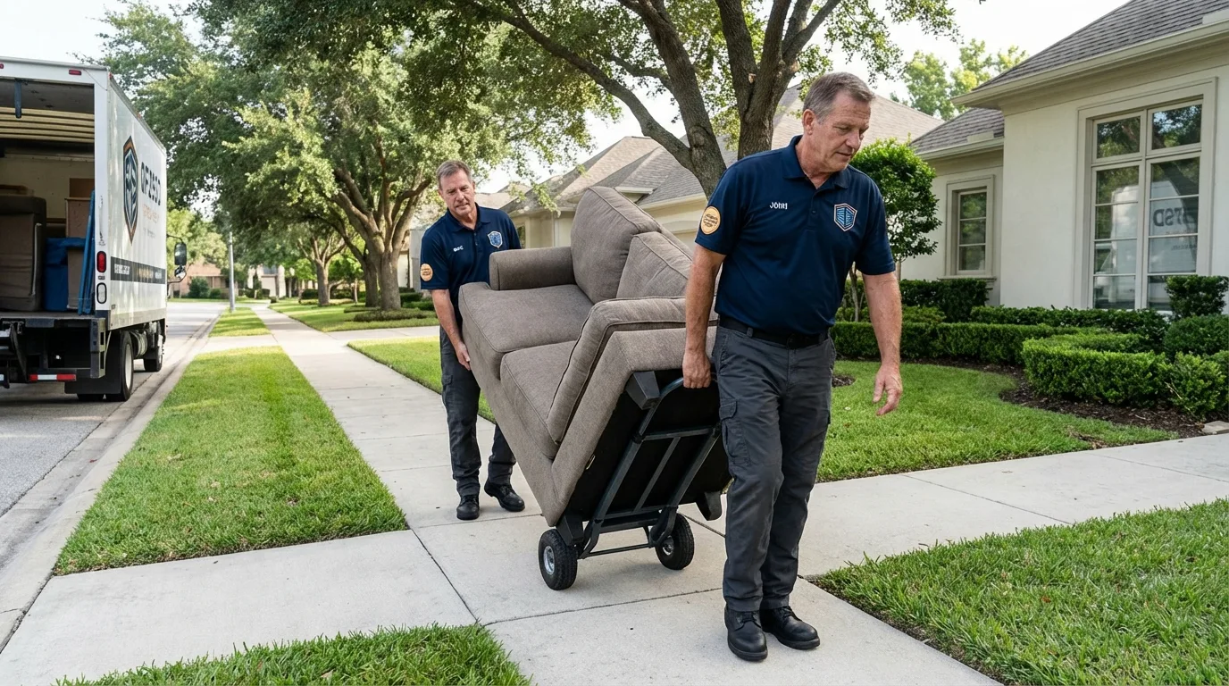 Local residential moving crew loading furniture in Bloomfield Hills, MI